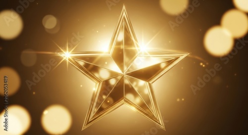 Golden Star Award with Bokeh Lights.
