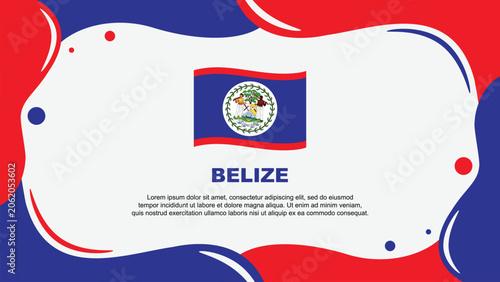 Belize Flag Abstract Background Flat Design Template. Belize Independence Day Banner Wallpaper Vector Illustration. Belize Banner