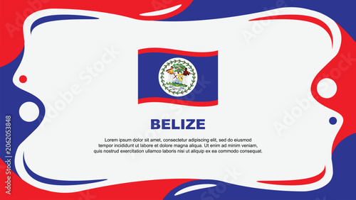 Belize Flag Abstract Background Flat Design Template. Belize Independence Day Banner Wallpaper Vector Illustration. Belize Flag