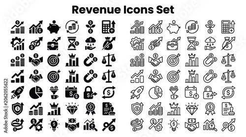 Slika na platnu Revenue Icons Set for Business and Finance Industry Applications Daily