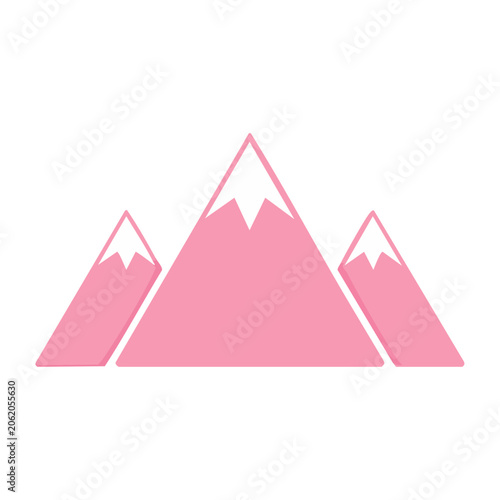 Pink mountain peak with sun vector