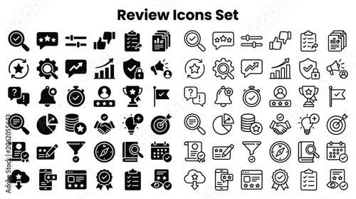 Tableau sur toile A collection of review icons set for business and technology