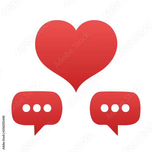 Red heart with smiling face vector icon