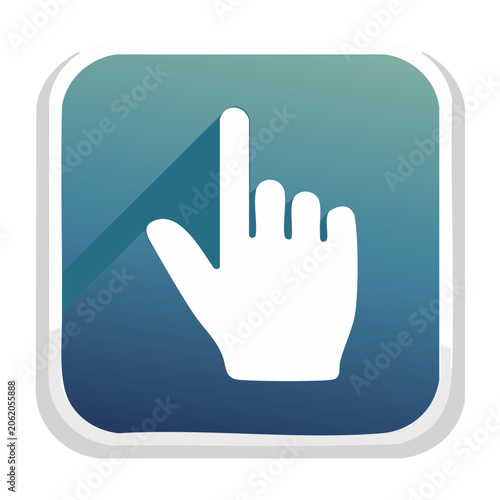 Flat design thumbs up icon on blue background