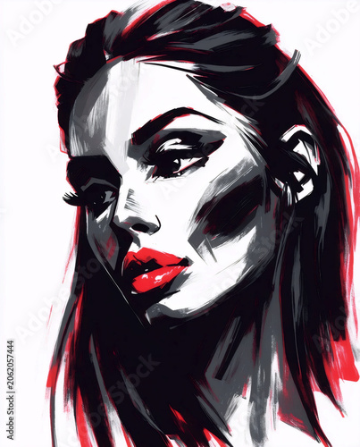 Bold Black and White Fashion Woman Illustration