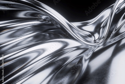 Black Silver Chrome Abstract Flow