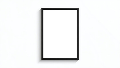 Isolated black thin frame with empty space for gallery display, mockup template