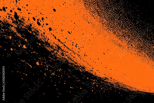 Vibrant orange and black abstract motion texture with grunge effect,.
