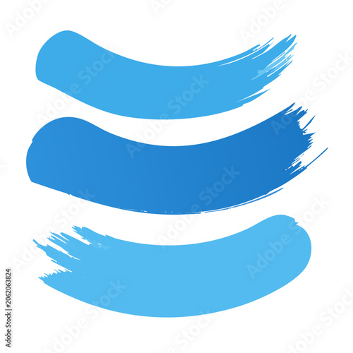 Three blue and white sneakers on transparent background
