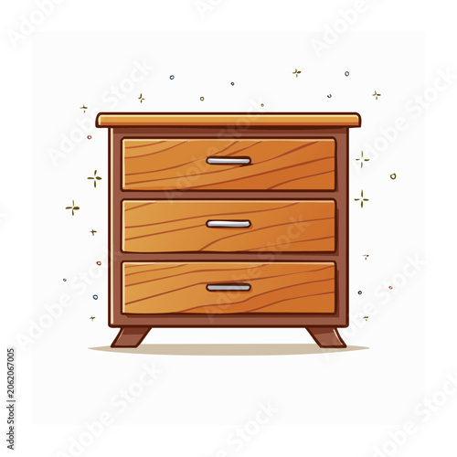 Minimalist 3D wooden drawer unit front view