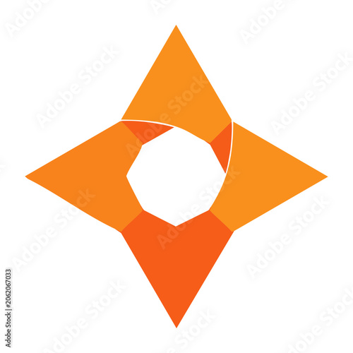 Orange geometric diamond shape with white center