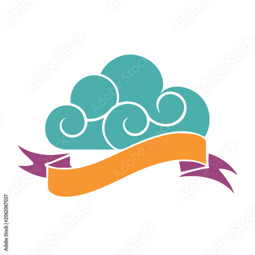Paper airplane with cloud design vector