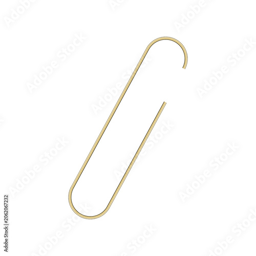 Gold paper clip stationery element for office document supply