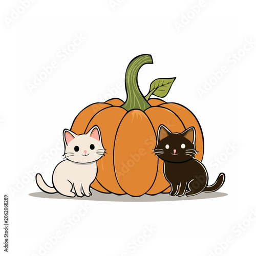 Cartoon pumpkin with black cat face