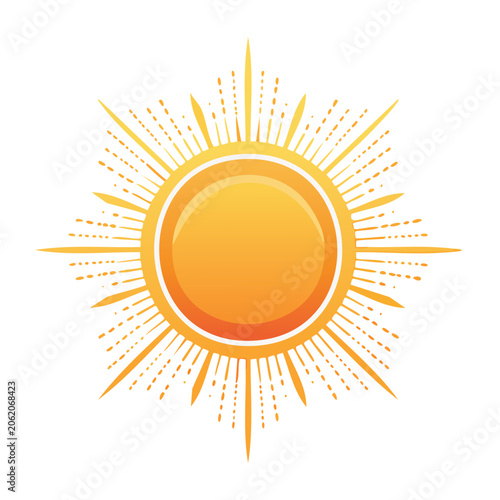 Flat design sun with rays vector
