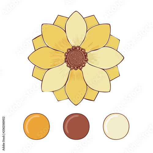 Flat design vector sunflower with seeds