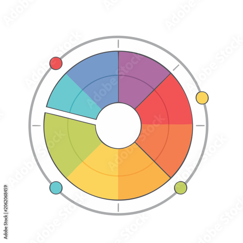 Flat vector target diagram with concentric rings