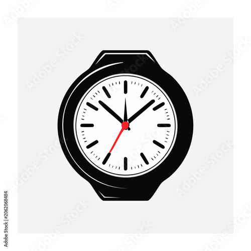 Minimalist black and white clock icon