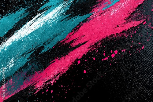 High-energy abstract sport-themed background featuring bold cyan and pink brush strokes on dark backdrop with copyspace for text or design.