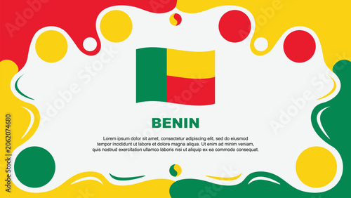 Benin Flag Abstract Background Flat Design Template. Benin Independence Day Banner Wallpaper Vector Illustration. Benin