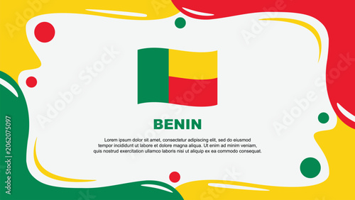 Benin Flag Abstract Background Flat Design Template. Benin Independence Day Banner Wallpaper Vector Illustration. Benin Design