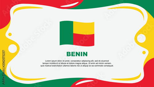 Benin Flag Abstract Background Flat Design Template. Benin Independence Day Banner Wallpaper Vector Illustration. Benin Flag