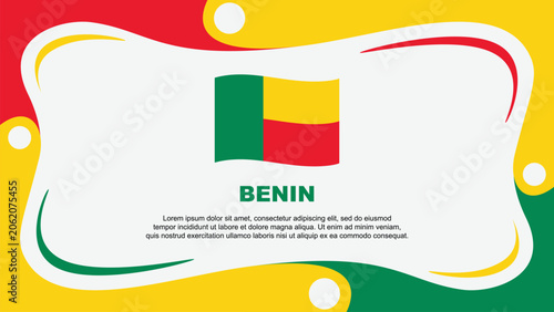 Benin Flag Abstract Background Flat Design Template. Benin Independence Day Banner Wallpaper Vector Illustration. Benin Independence Day