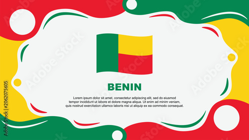 Benin Flag Abstract Background Flat Design Template. Benin Independence Day Banner Wallpaper Vector Illustration. Benin Vector