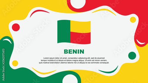 Benin Flag Abstract Background Flat Design Template. Benin Independence Day Banner Wallpaper Vector Illustration. Benin Template