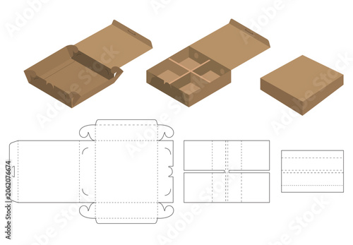 Modern 3D Box Packaging Die Cut Template Flat Sketch Design