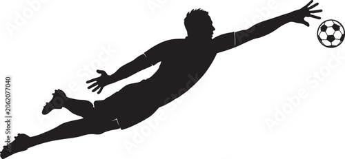 Soccer Goalkeeper Diving Save Silhouette