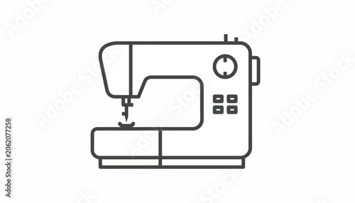 Sewing machine icon, sewing machine line art, sewing machine vector, black line sewing machine