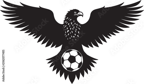 Eagle Mascot Emblem Holding Soccer Ball