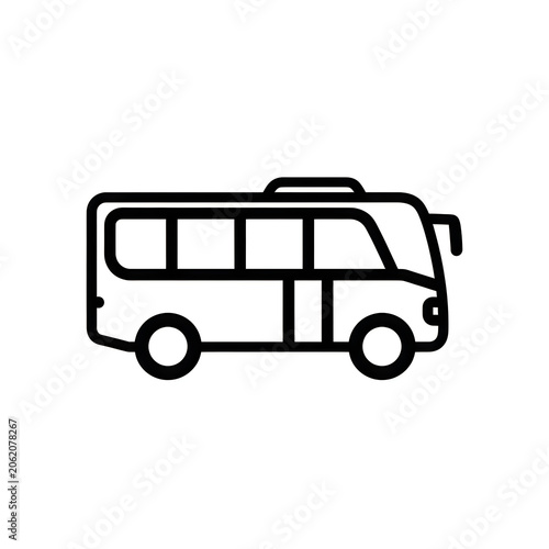 Black and white bus icon for travel or transport