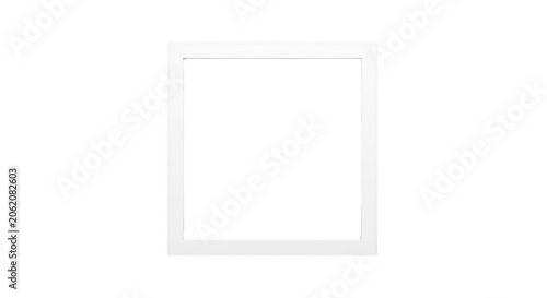 Simple white square frame isolated on a black background isolated on transparent background