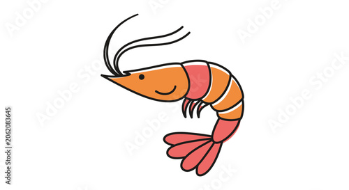 Cuadro en lienzo Cute Cartoon Shrimp Illustration