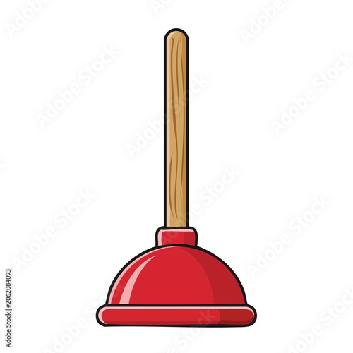 Red umbrella with gold handle isolated