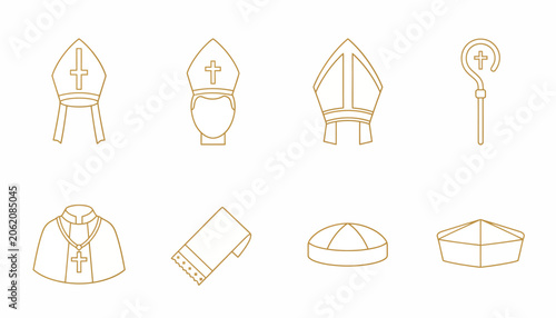 Fotografie Catholic priest symbols and clothing, religious icons, christianity concept, whi