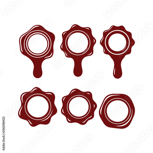 Bilde på lerret Set of wax seal vector stamps isolated on white background with various organic round seal shapes
