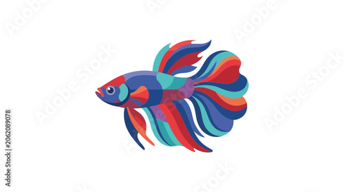 Colorful Mosaic Betta Fish Illustration