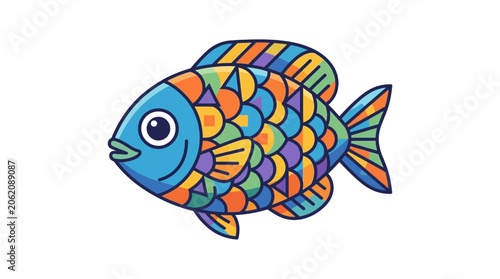 Colorful Mosaic Fish Illustration with Geometric Patterns