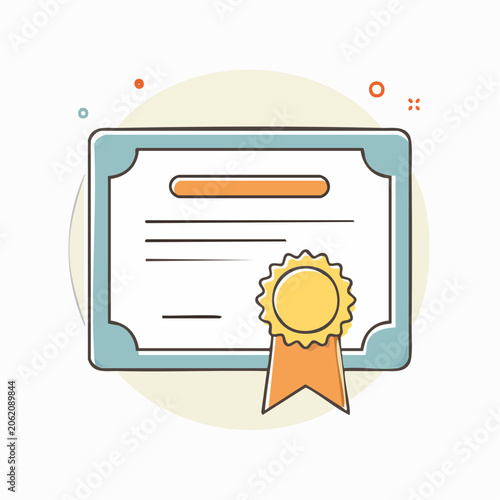 Certificate Icon with Ribbon and Seal