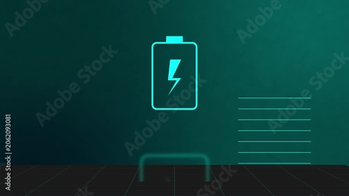 Futuristic Battery Charging Icon Animation with Electric Lightning Bolt