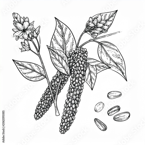 Botanical illustration of spicy plant