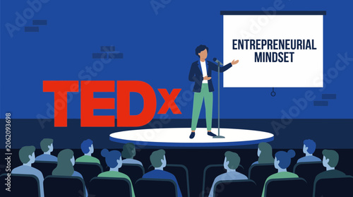 Foto Founder Speaking at TEDx Event About Entrepreneurial Mindse