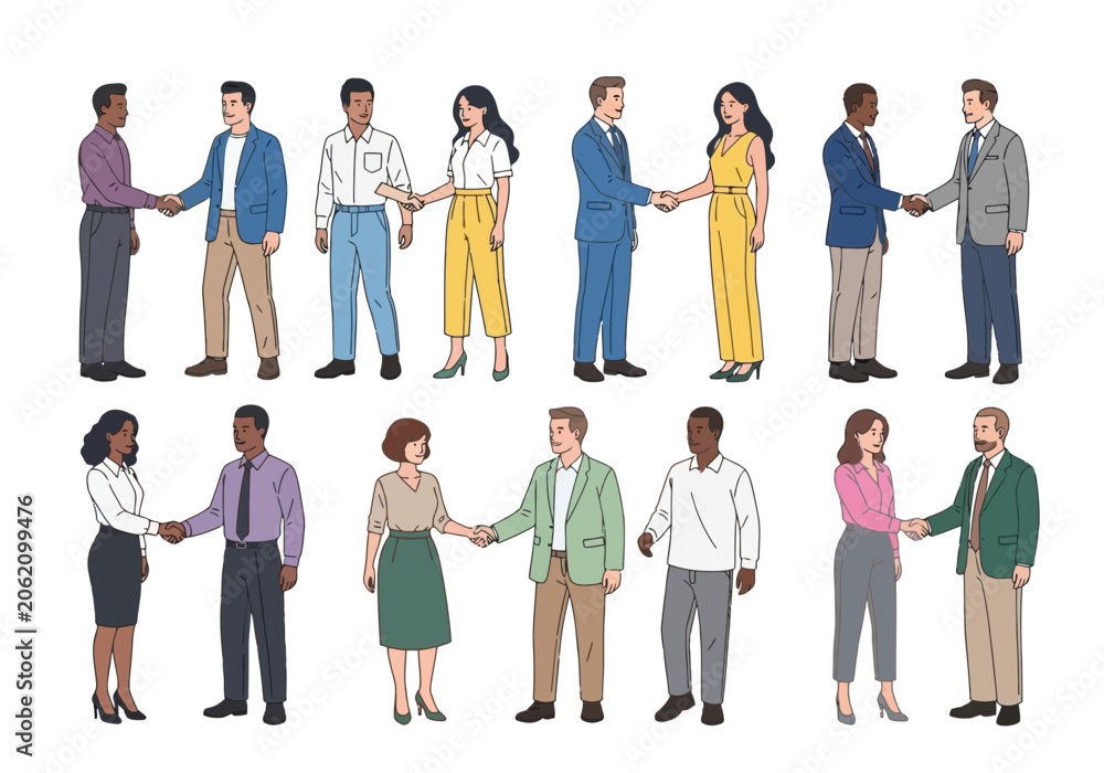 Obraz premium Diverse business people shaking hands collection