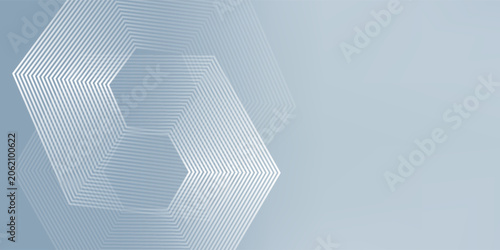 Visual  hexagon lines on gray background. Geometric stripe line art design modern