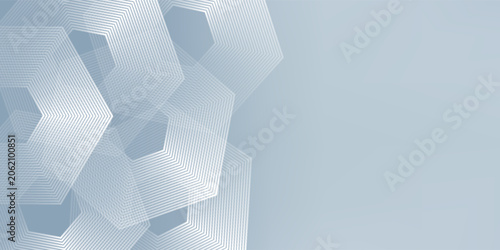 Simple  hexagon lines on gray background. Geometric stripe line art design modern