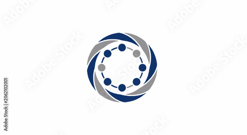 Abstract circular technology logo design representing connection network and data security.