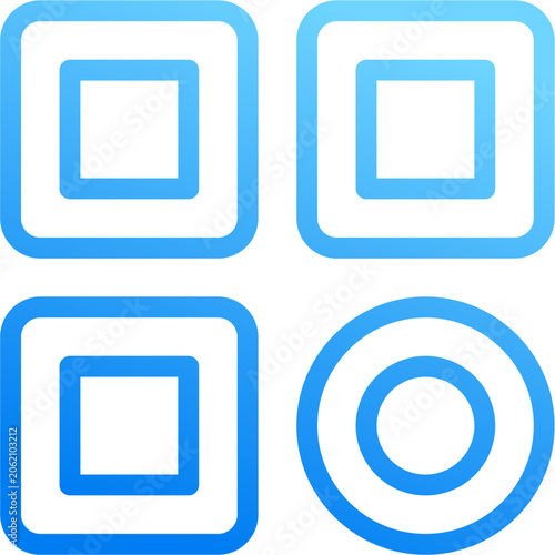 Foto Category icon with blue gradient stroke outline for category section grid organi